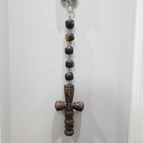 Oversized Vintage Wall Hanging Wooden Catholic Rosary - Picture 4 of 9